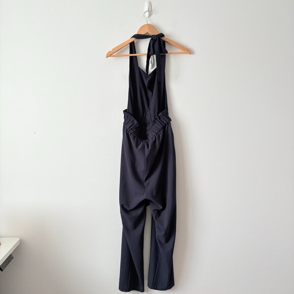 Zara Gold Button Belted Jumpsuit Navy Blue Size Medium - Picture 5 of 9